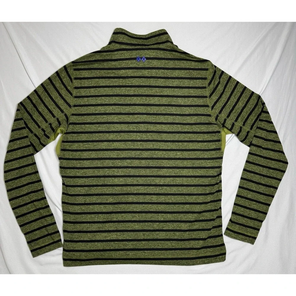 Robert Graham Long Sleeve Quarter Zip Pullover Green‎ Striped Mens Large Stretch